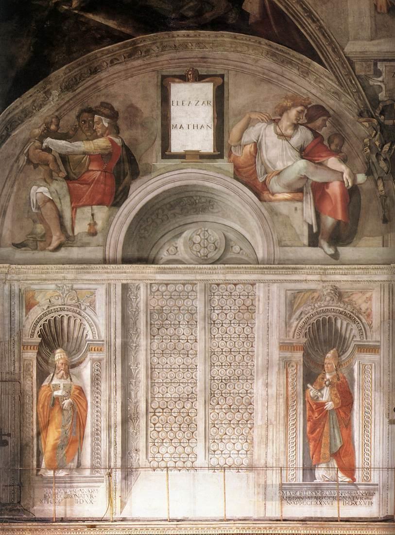 Sistine Chapel Lunette and Popes High Renaissance Michelangelo Oil Paintings